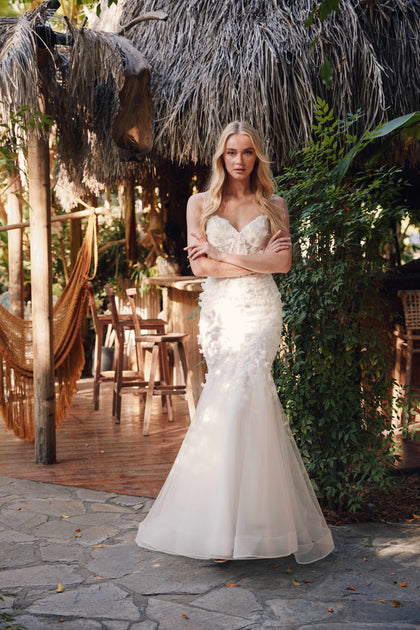 Embellishment Satin Wedding Dress CDS423W – Sparkly Gowns