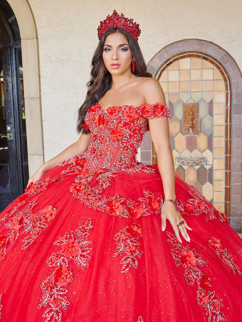 Charming Off The Shoulder Quinceanera Dresses Pink 3D Flowers Sweet 16 Ball  Gown