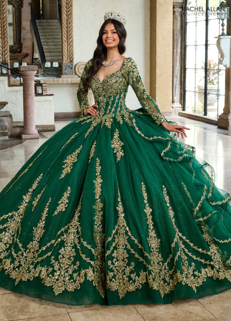 Emerald green and gold clearance dress