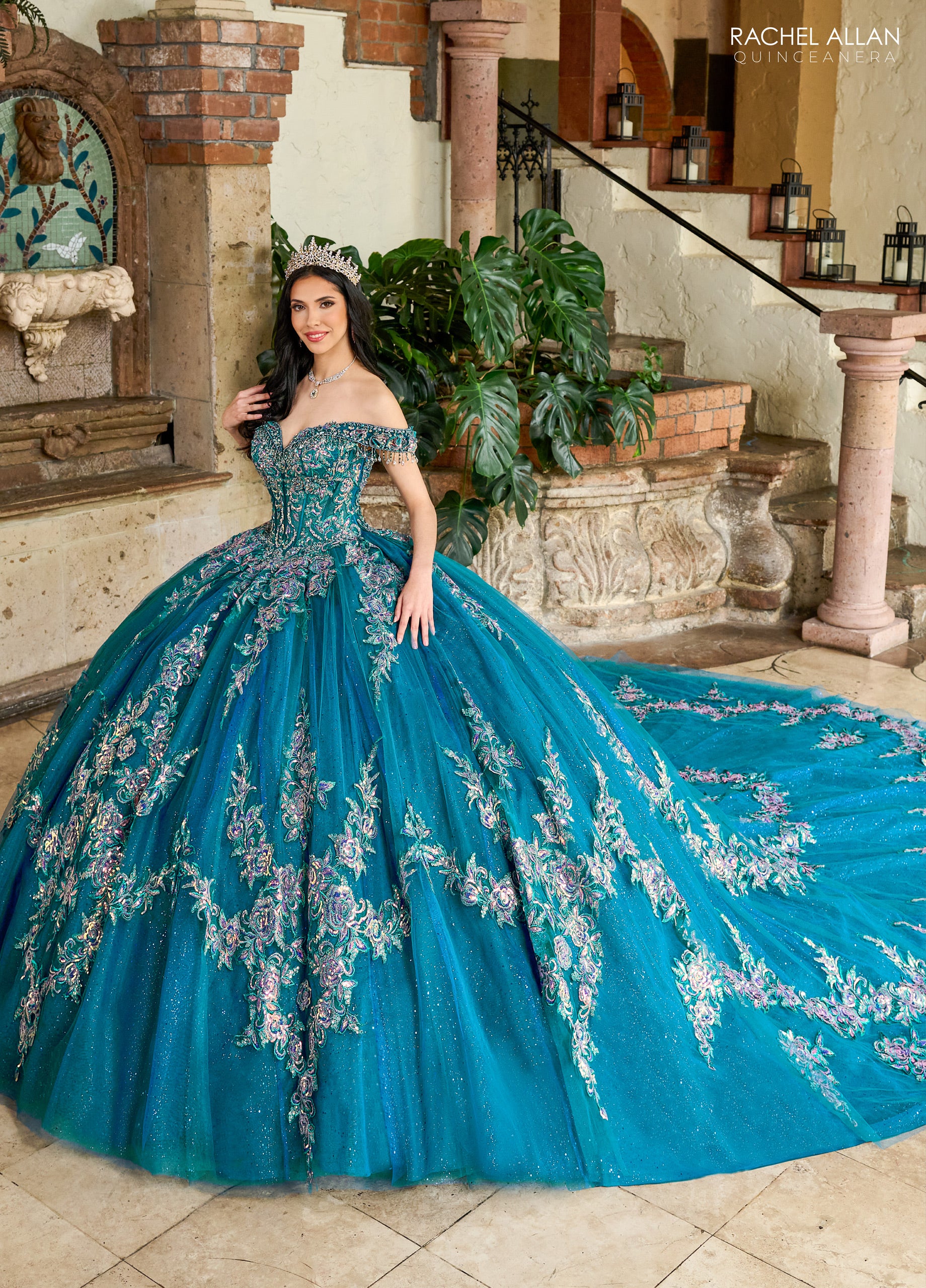 Off Shoulder Quinceanera Dress by Rachel Allan RQ2205 16 Peacock