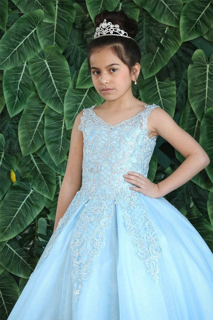 Girls Long Lace Applique Dress by Calla KY221 - Outlet – ABC Fashion