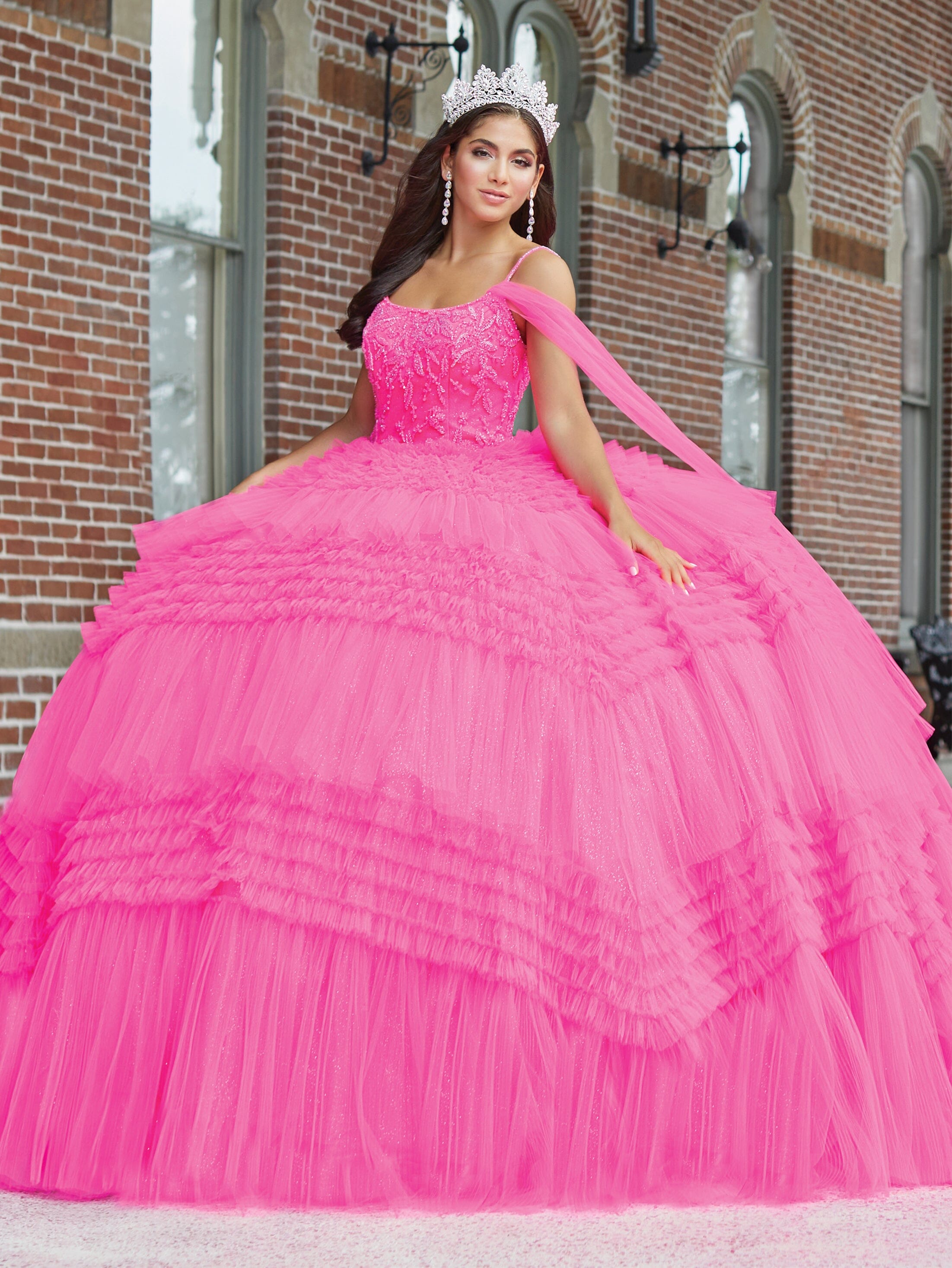 Pleated Ruffle Tulle Quinceanera Dress by House of Wu 26041 ABC Fashion