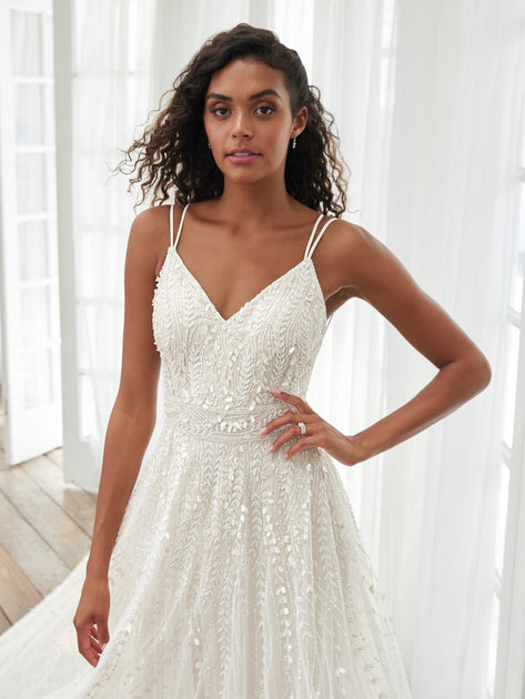 Sleeveless Swiss Dot Bridal Gown by Adrianna Papell 40404 ABC