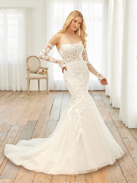 Strapless Long Sleeve Bridal Gown by Adrianna Papell 31247 ABC