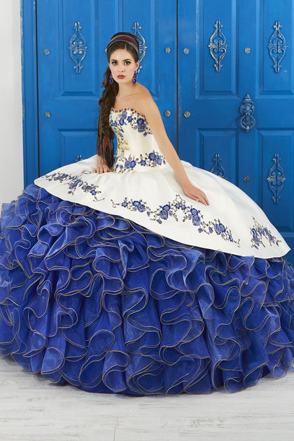 Blue and 2024 gold charro dress