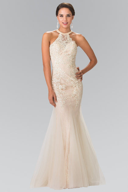 Lace halter mermaid wedding dresses.