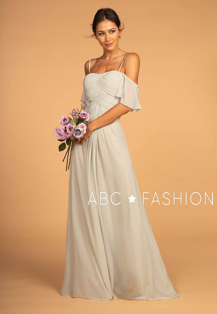 Cold shoulder hot sale chiffon gown