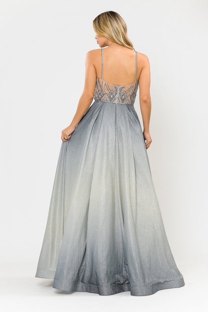 Ombre glitter long sales dress