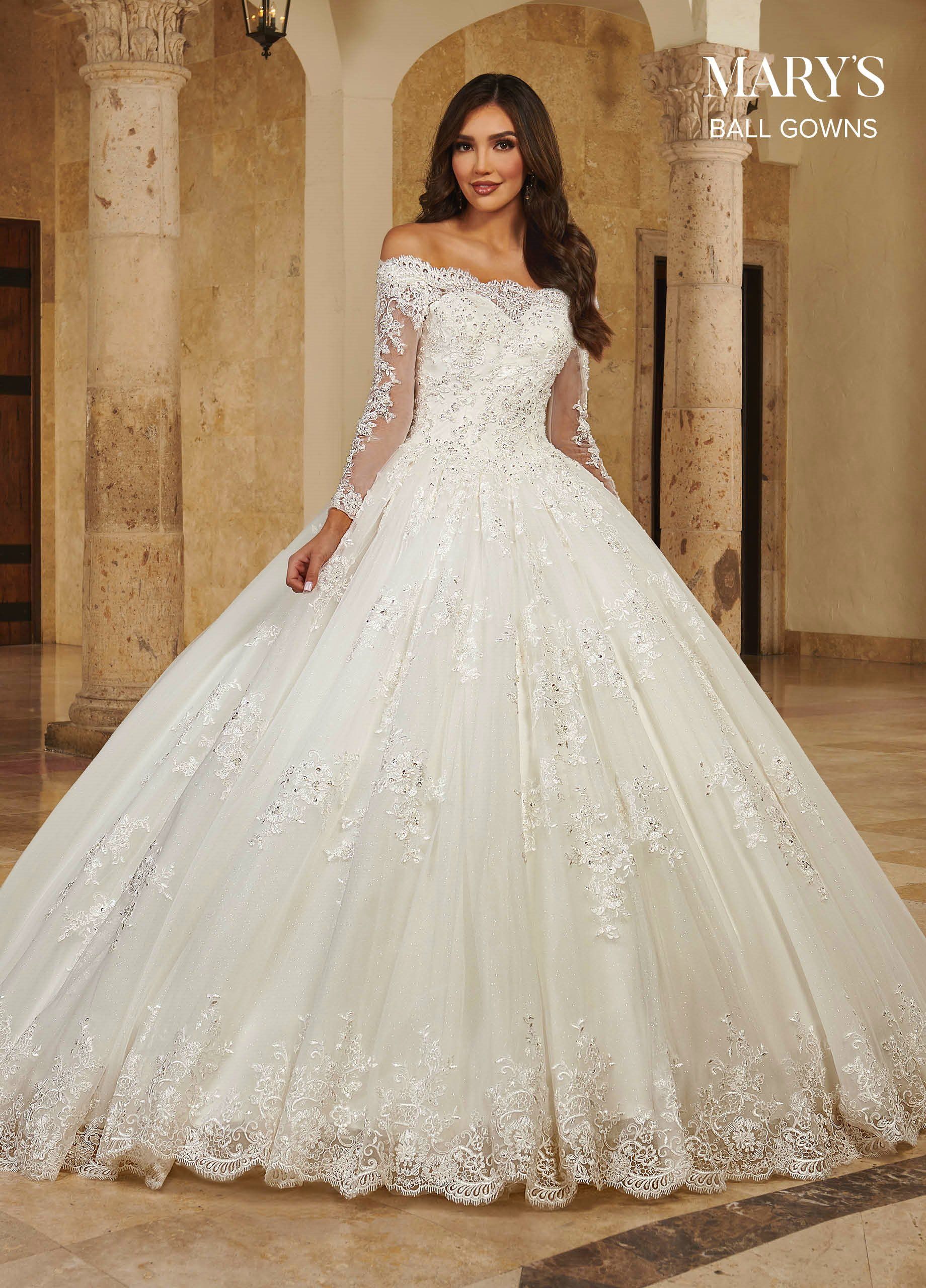 Long Sleeve Wedding Ball Gown by Mary's Bridal MB6089 – ABC Fashion