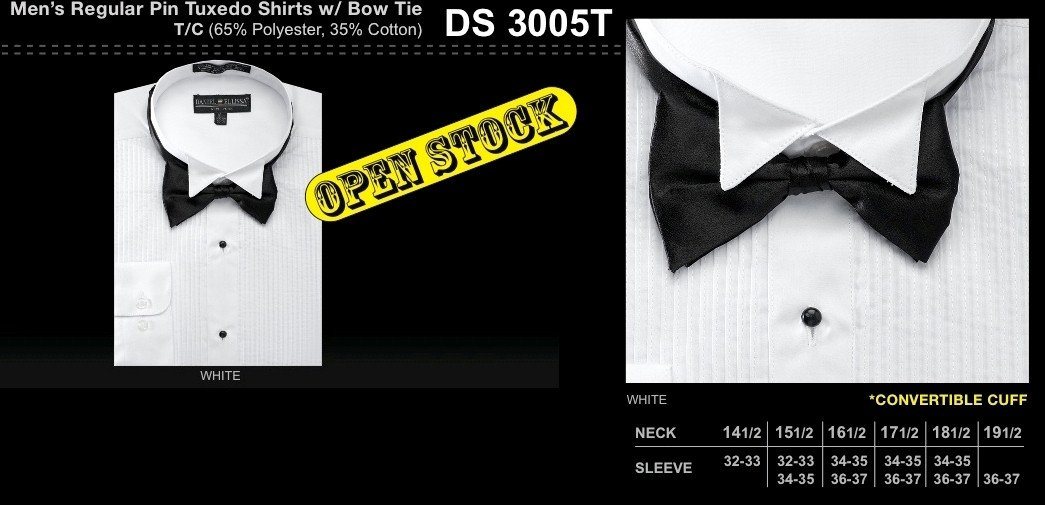 Regular Pin Tuxedo Shirt with Bow Tie