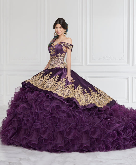 Ruffled Off Shoulder Charro Quinceanera Dress by LA Glitter 24063 – ABC  Fashion