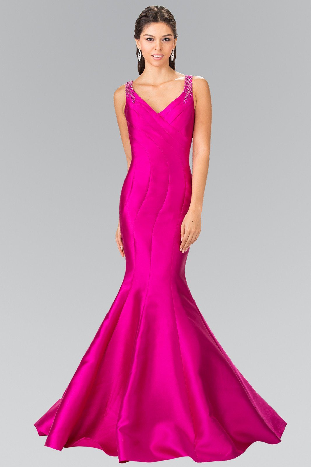 Sleeveless Mermaid Dress With Sheer Beaded Back By Elizabeth K Gl2212