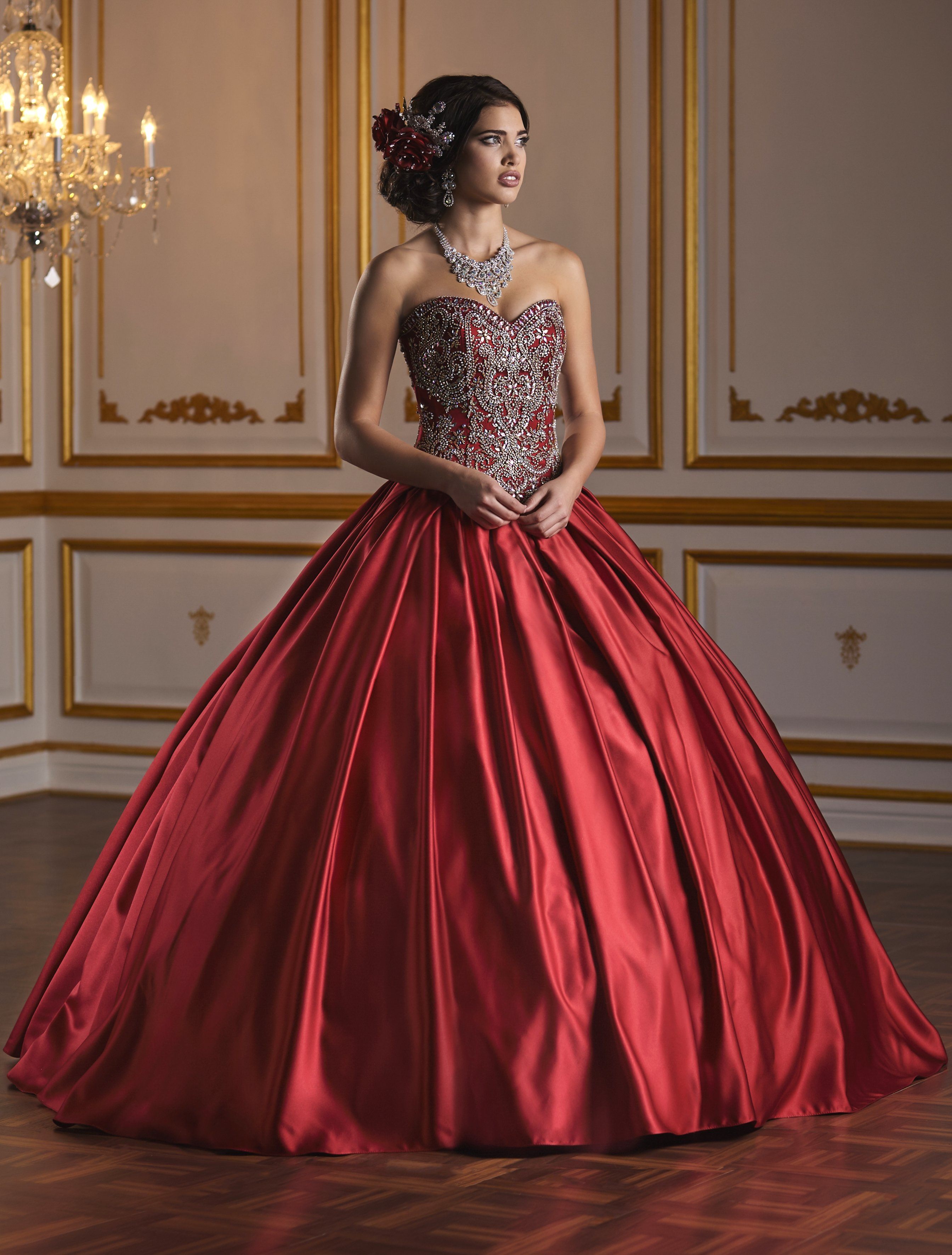 strapless red quinceanera dresses