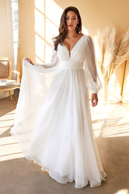 Ladivine CD0187W Short Tea Length Shimmer White Dress Sheer Corset