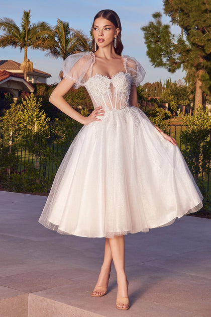 White short cheap ball gown