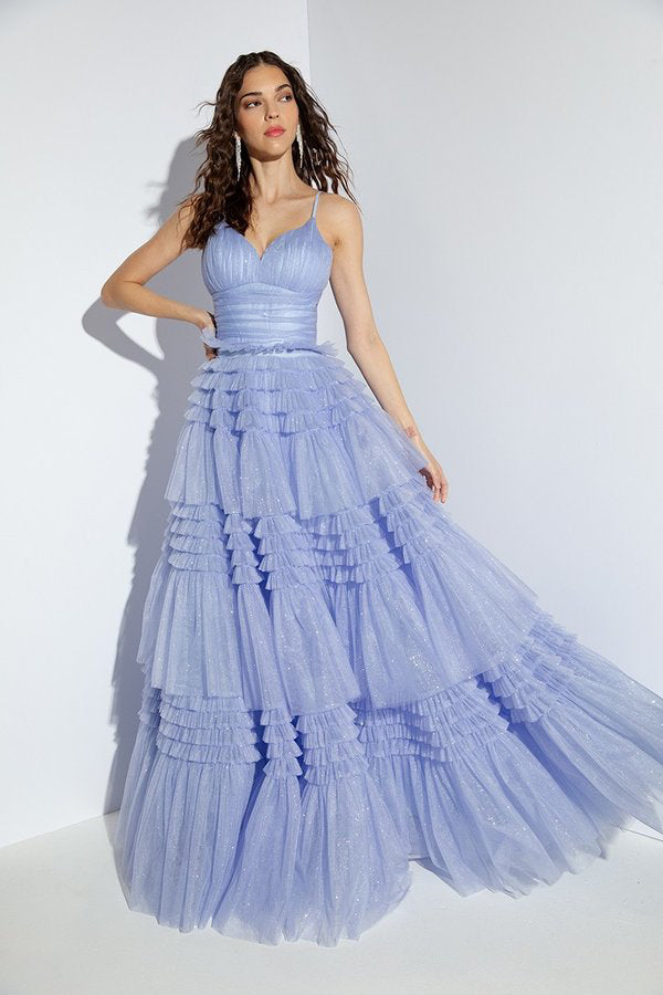 Tulle Sleeveless A-line Tiered Gown by Eureka 9888