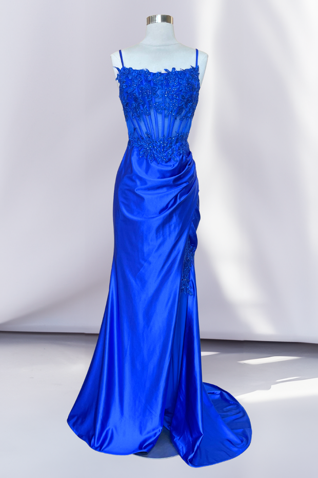 Emiliana Royal Blue Strapless Dress – Elegant Corset Gown with