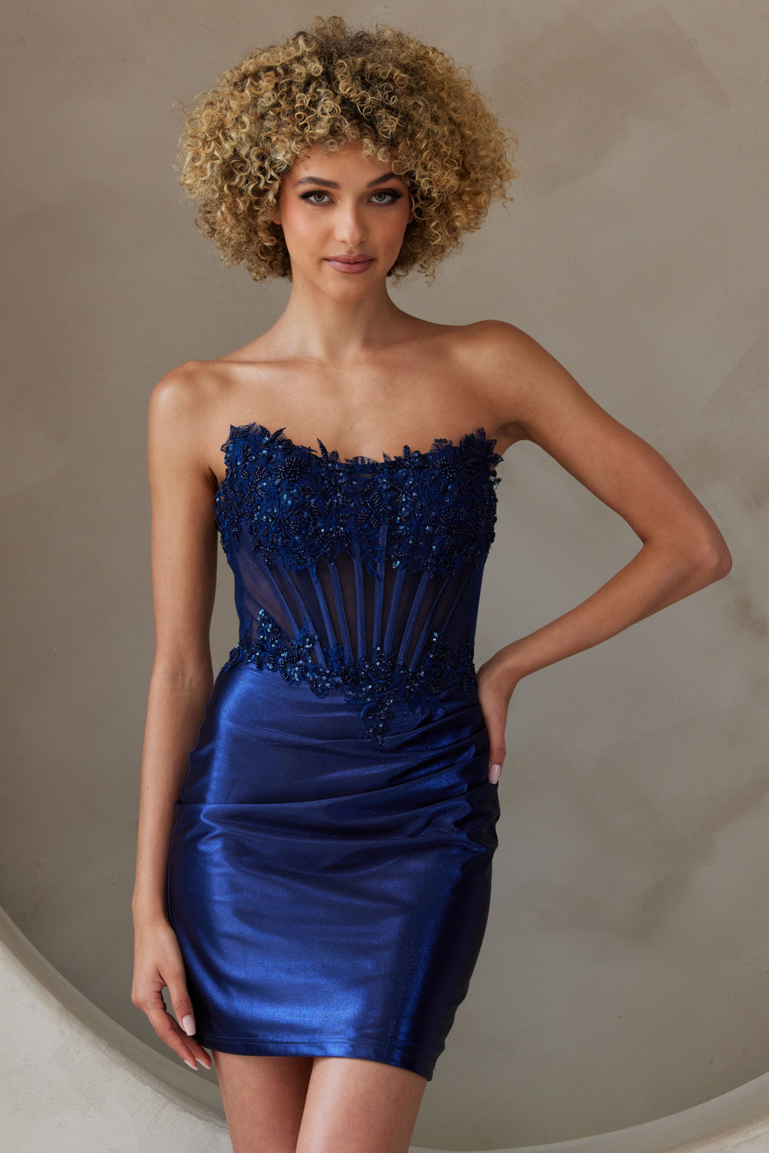 Applique Short Strapless Dress by Amelia Couture BZ9025S