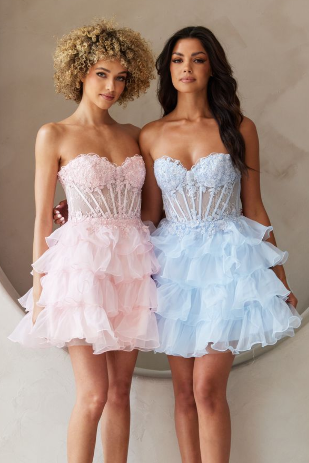 Applique Short Strapless Ruffled Dress by Amelia Couture BZ9032S