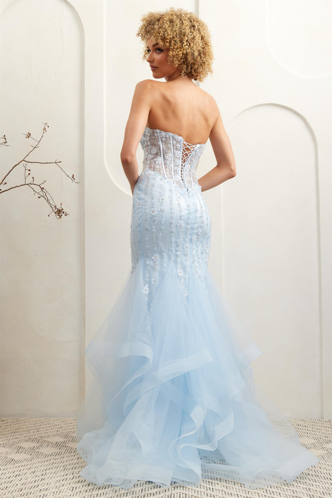 Strapless Ruffled Mermaid Dress by Amelia Couture 8002