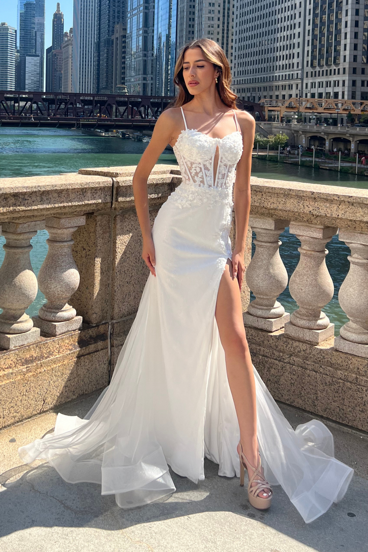 Applique Sleeveless Slit Gown by Amelia Couture 7064