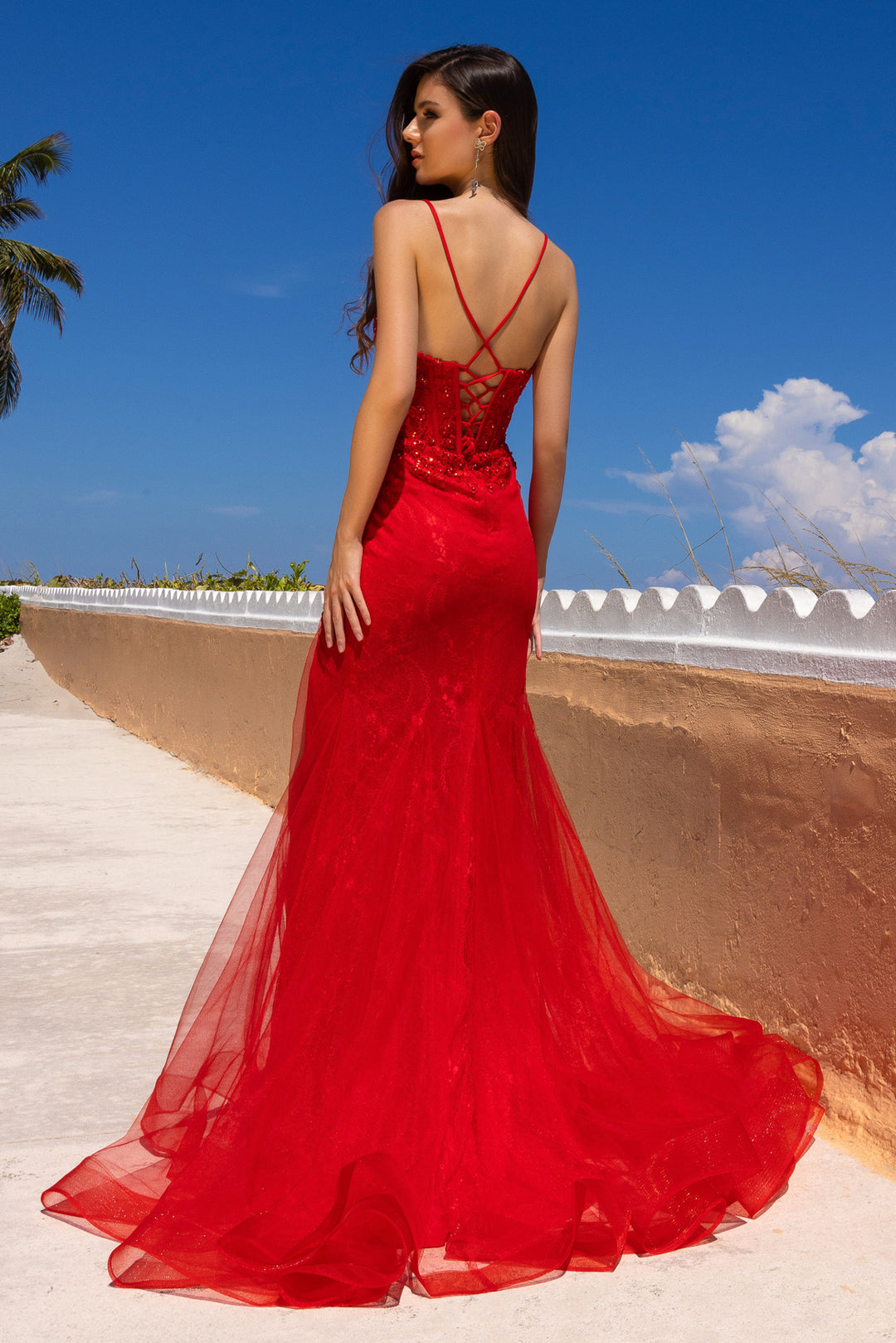 Applique Sleeveless Slit Gown by Amelia Couture 7064