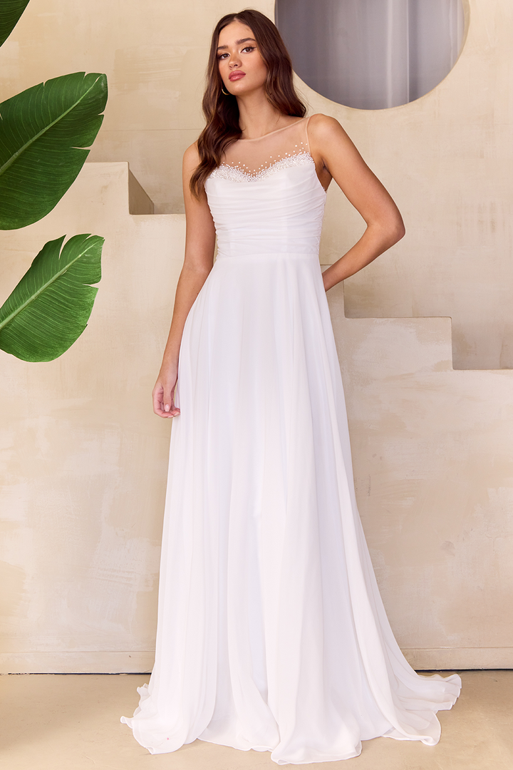 Chiffon Sleeveless A-line Gown by Amelia Couture 3023