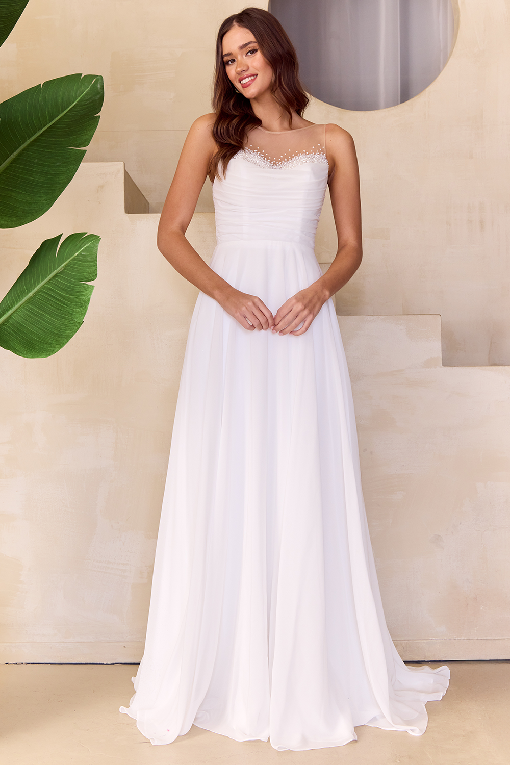 Chiffon Sleeveless A-line Gown by Amelia Couture 3023