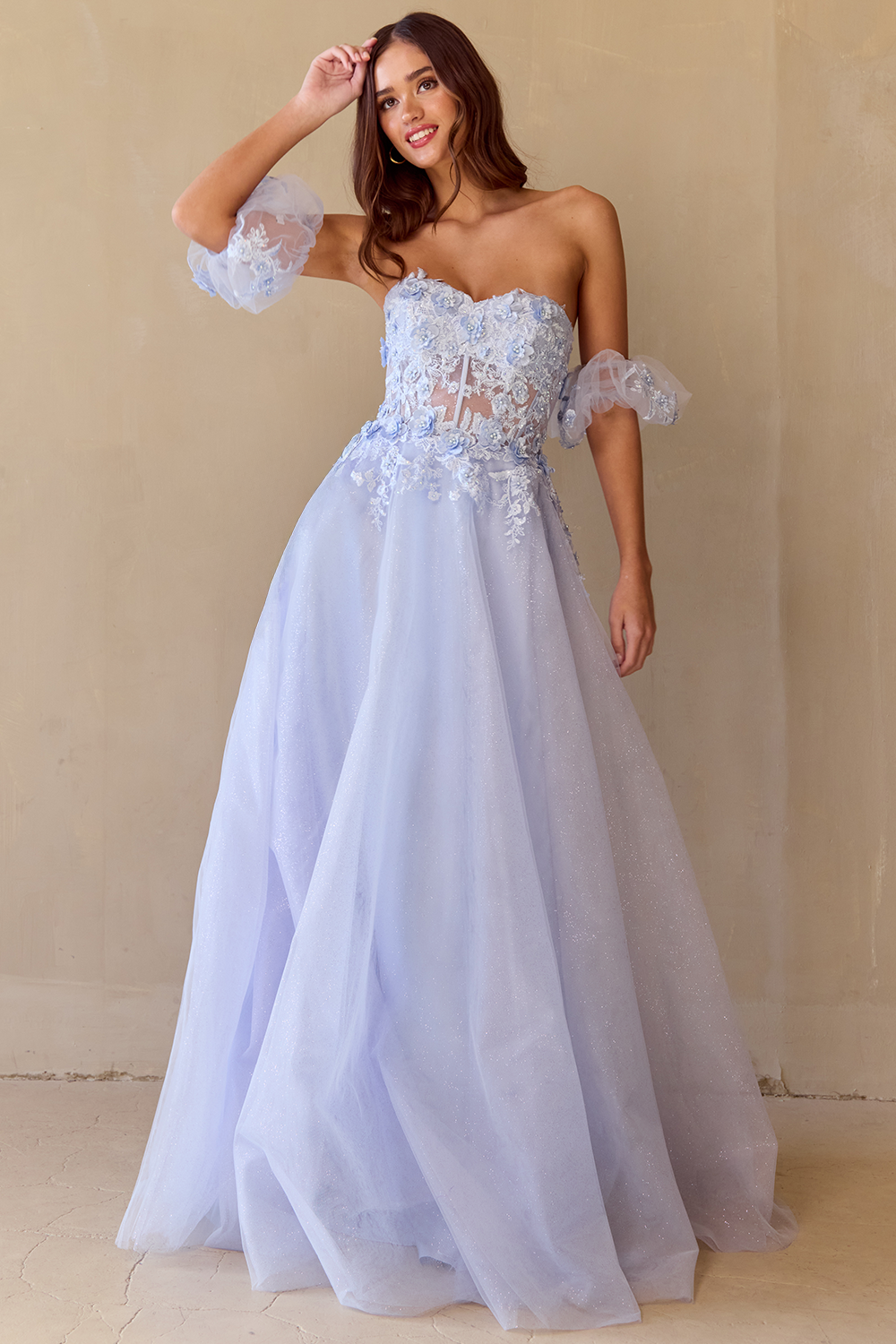 Applique Strapless A-line Gown by Amelia Couture 3041