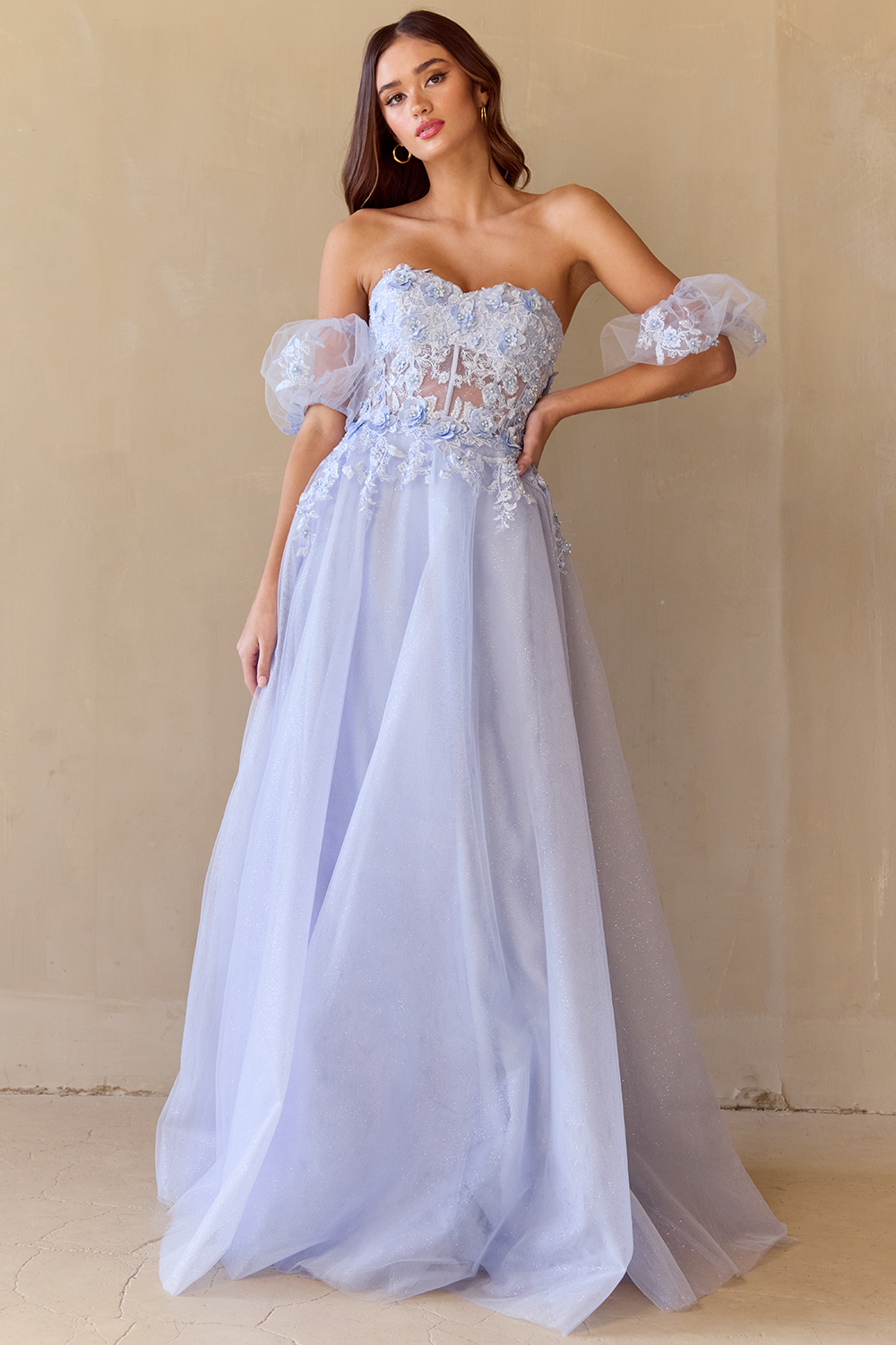 Applique Strapless A-line Gown by Amelia Couture 3041