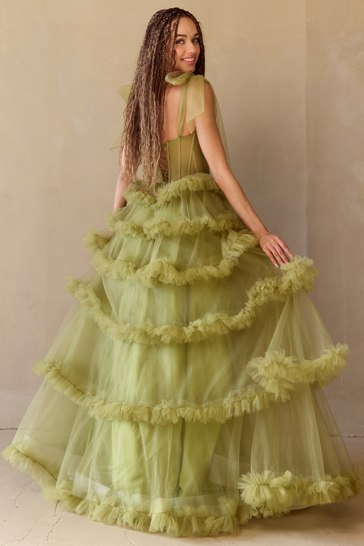 Sleeveless Ruffled Gown by Amelia Couture 8900-FY091124