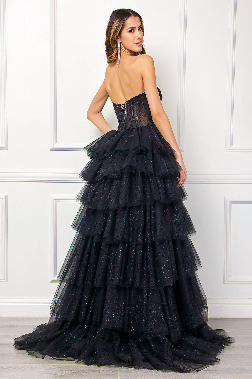 Strapless A-line Tiered Gown by Amelia Couture 7067