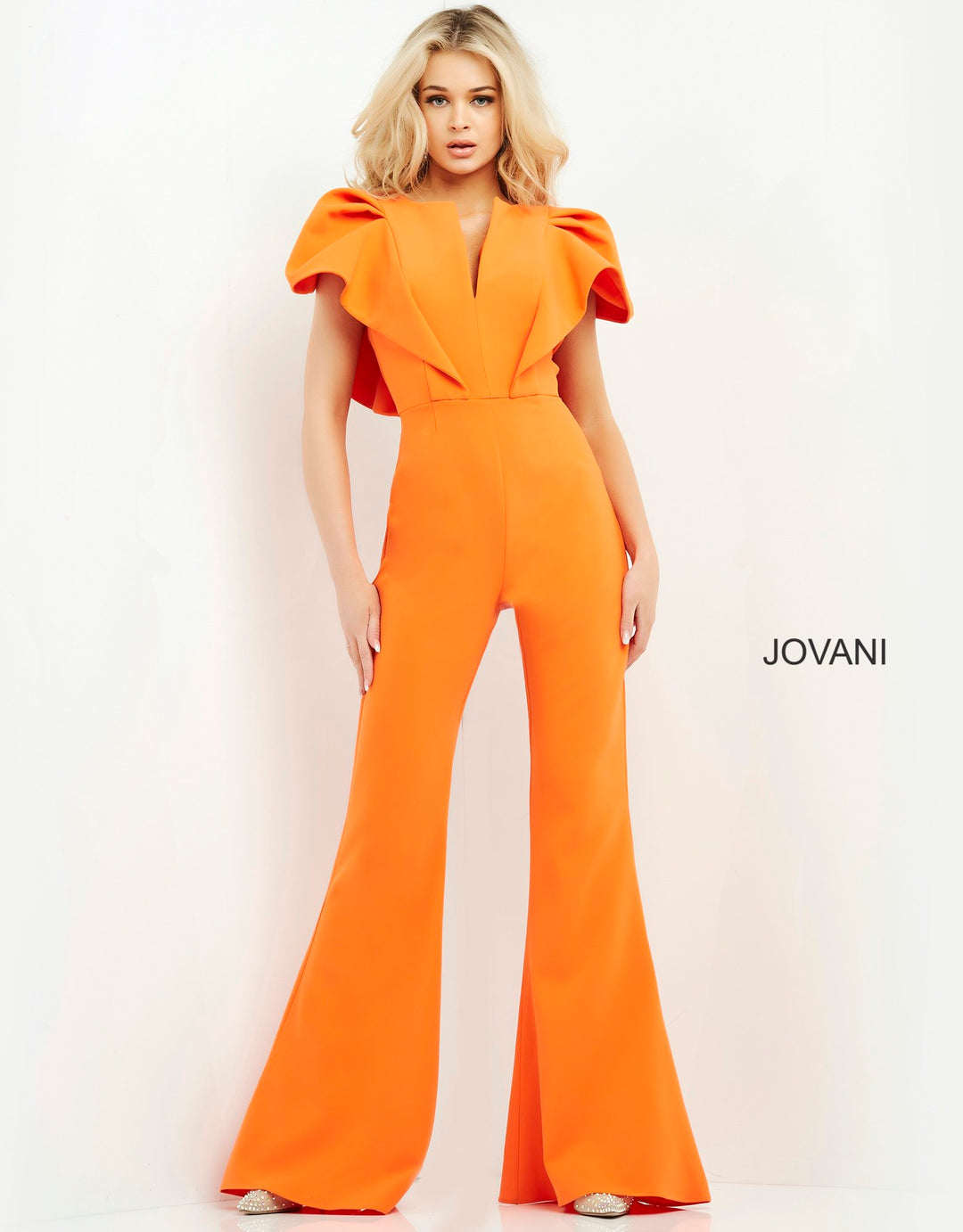 Crepe Short Sleeve Jumpsuit by Jovani 00762