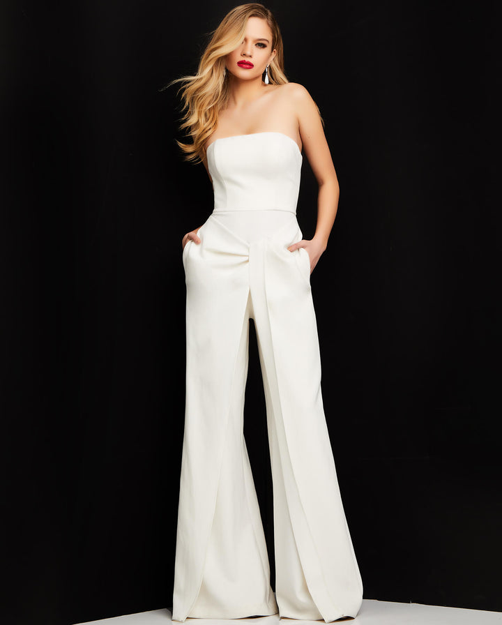 Crepe Strapless Jumpsuit by Jovani 03828