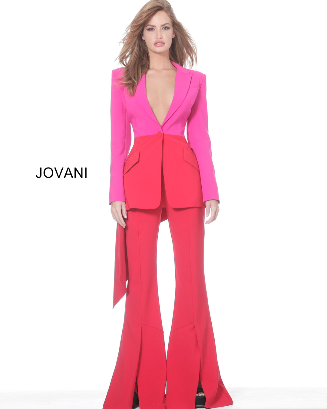 Two Piece Long Sleeve Pant Suit by Jovani 04148