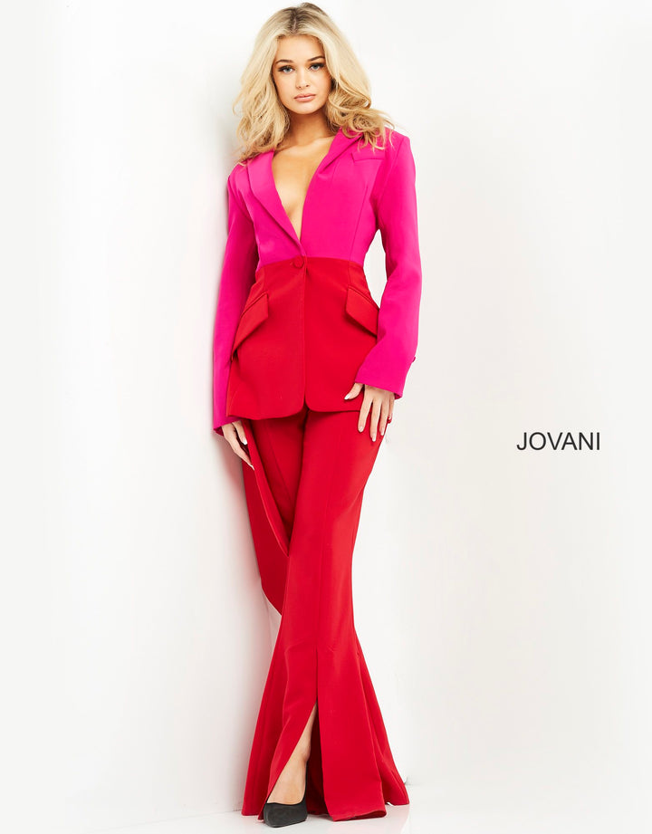 Two Piece Long Sleeve Pant Suit by Jovani 04148