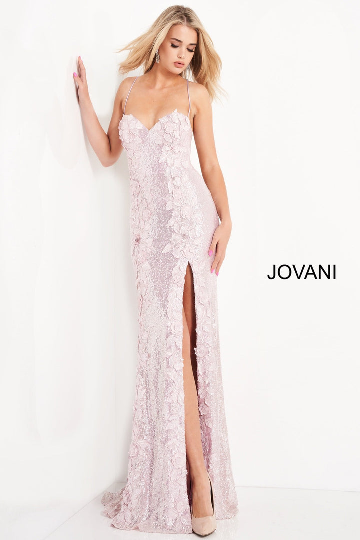 Sequin Fitted Sleeveless Slit Gown by Jovani 06109