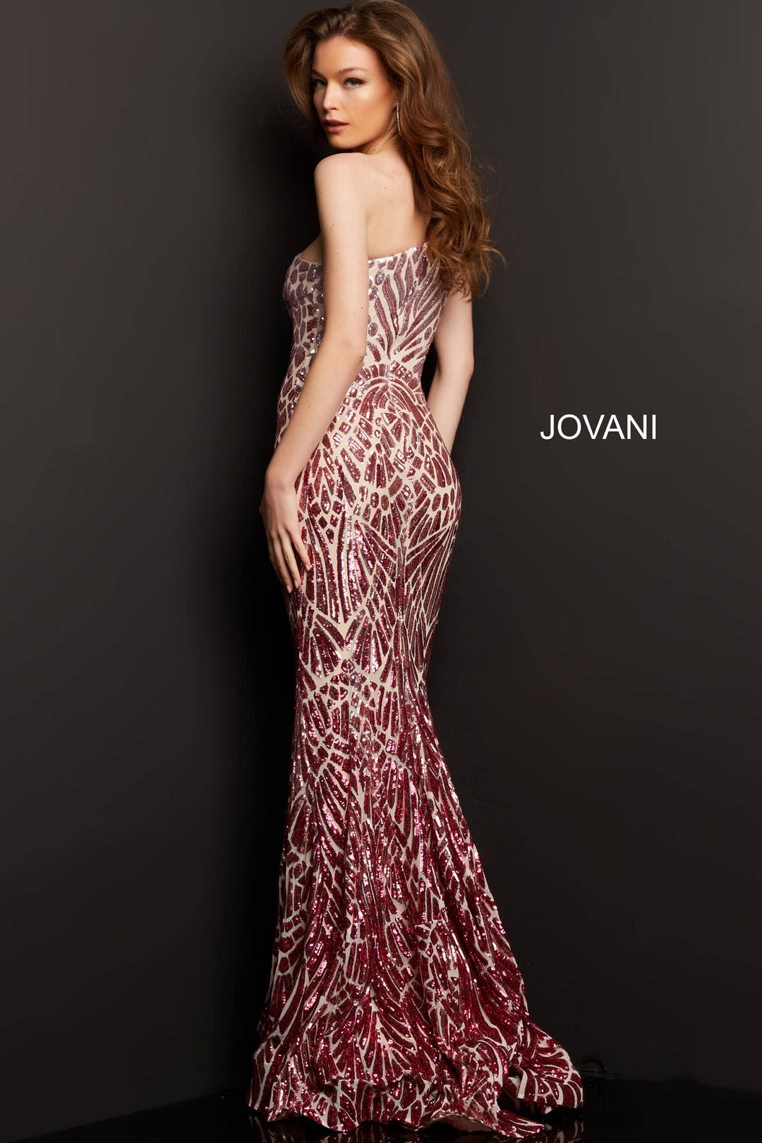 Sequin Fitted One Shoulder Gown by Jovani 06469