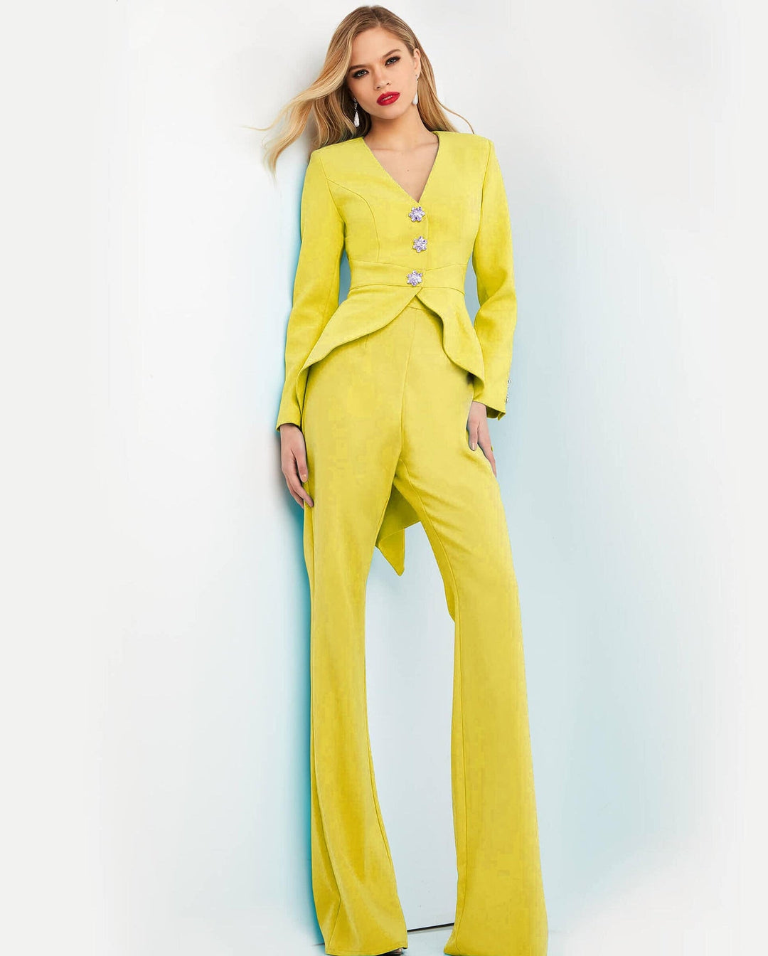 Two Piece Long Sleeve Pant Suit by Jovani 06479