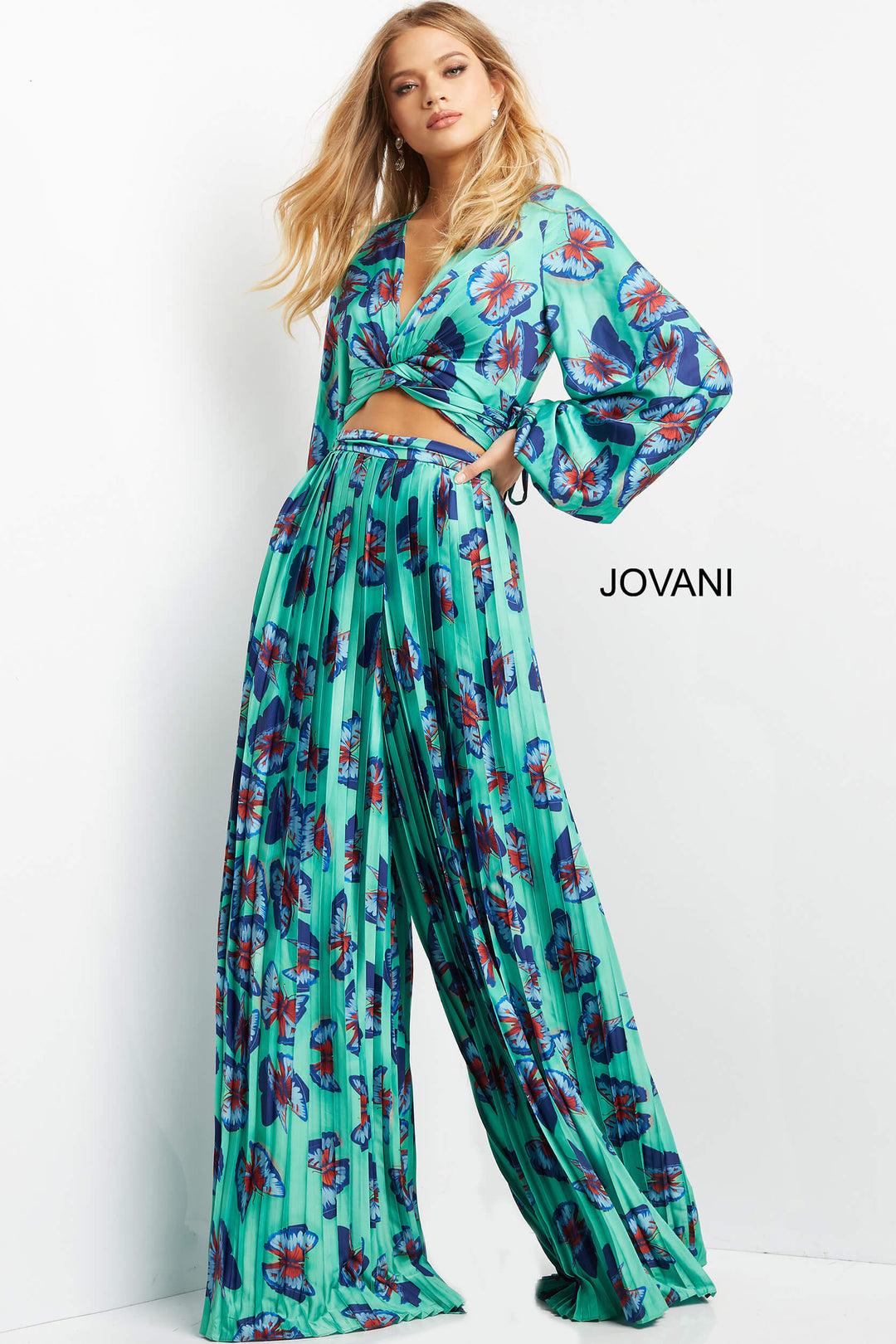 Print Long Sleeve Two Piece Set by Jovani 07202