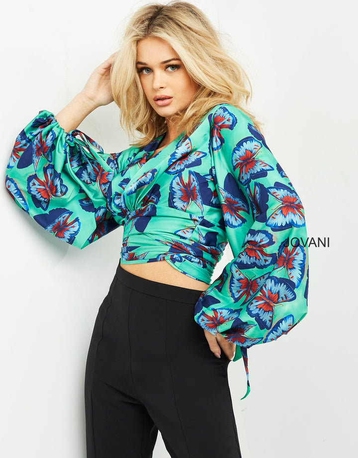 Print Long Sleeve Two Piece Set by Jovani 07202