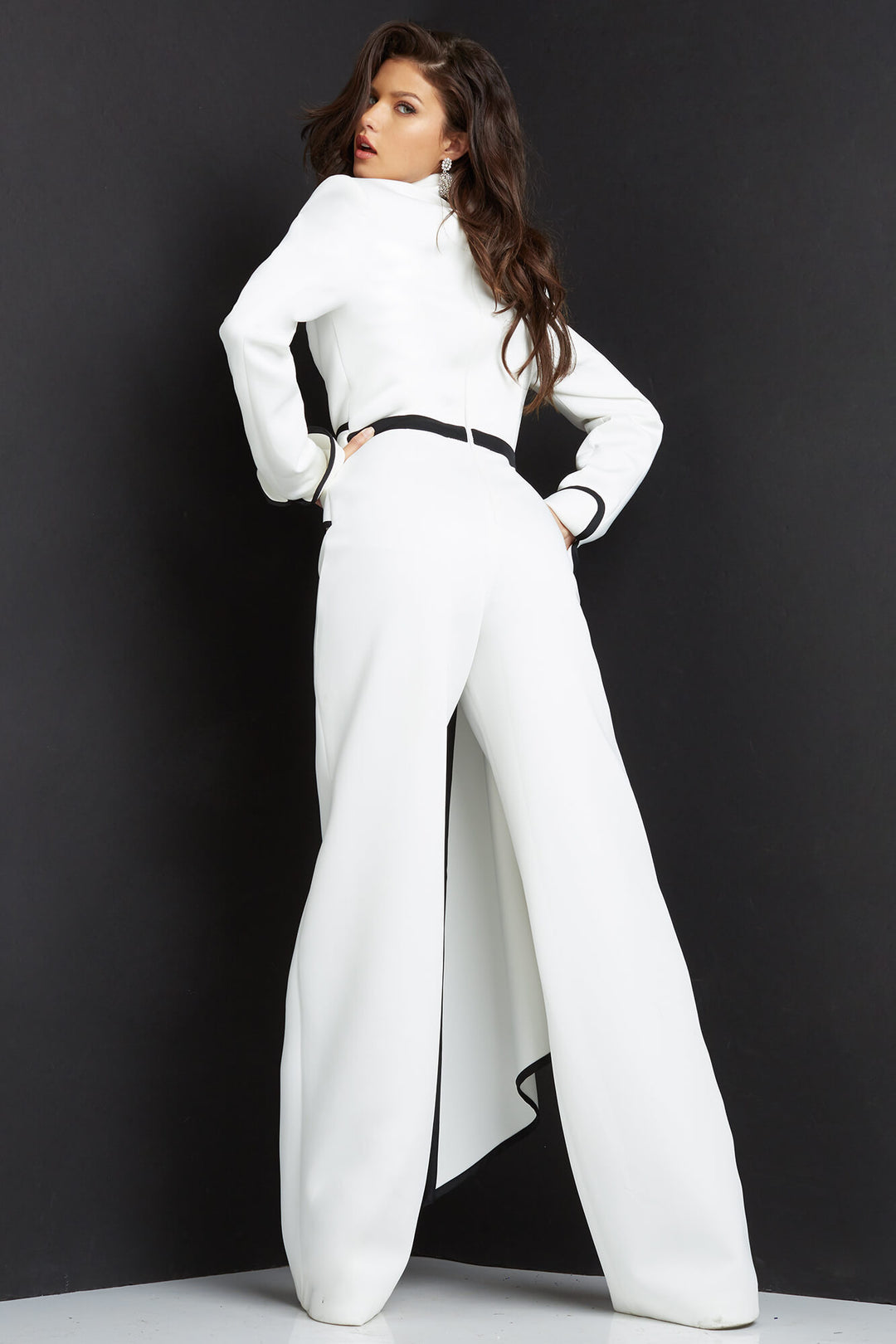 Two Piece Long Sleeve Pant Suit by Jovani 06917