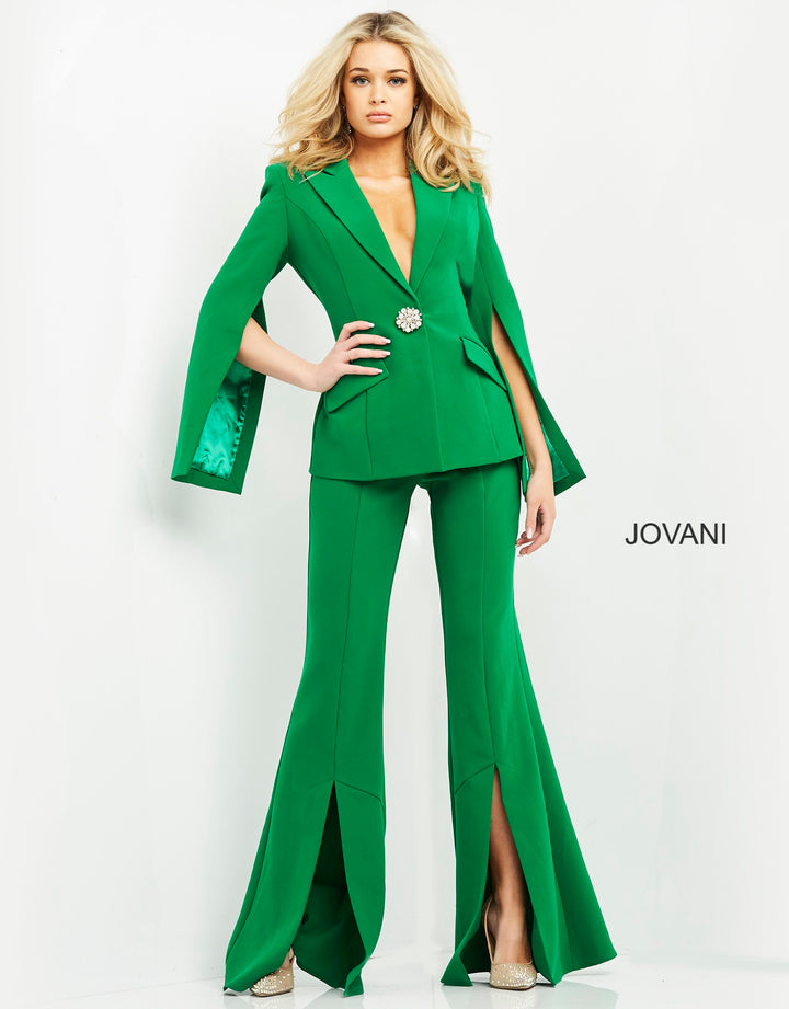 Single Breasted V-Neck Pant Suit by Jovani 06922