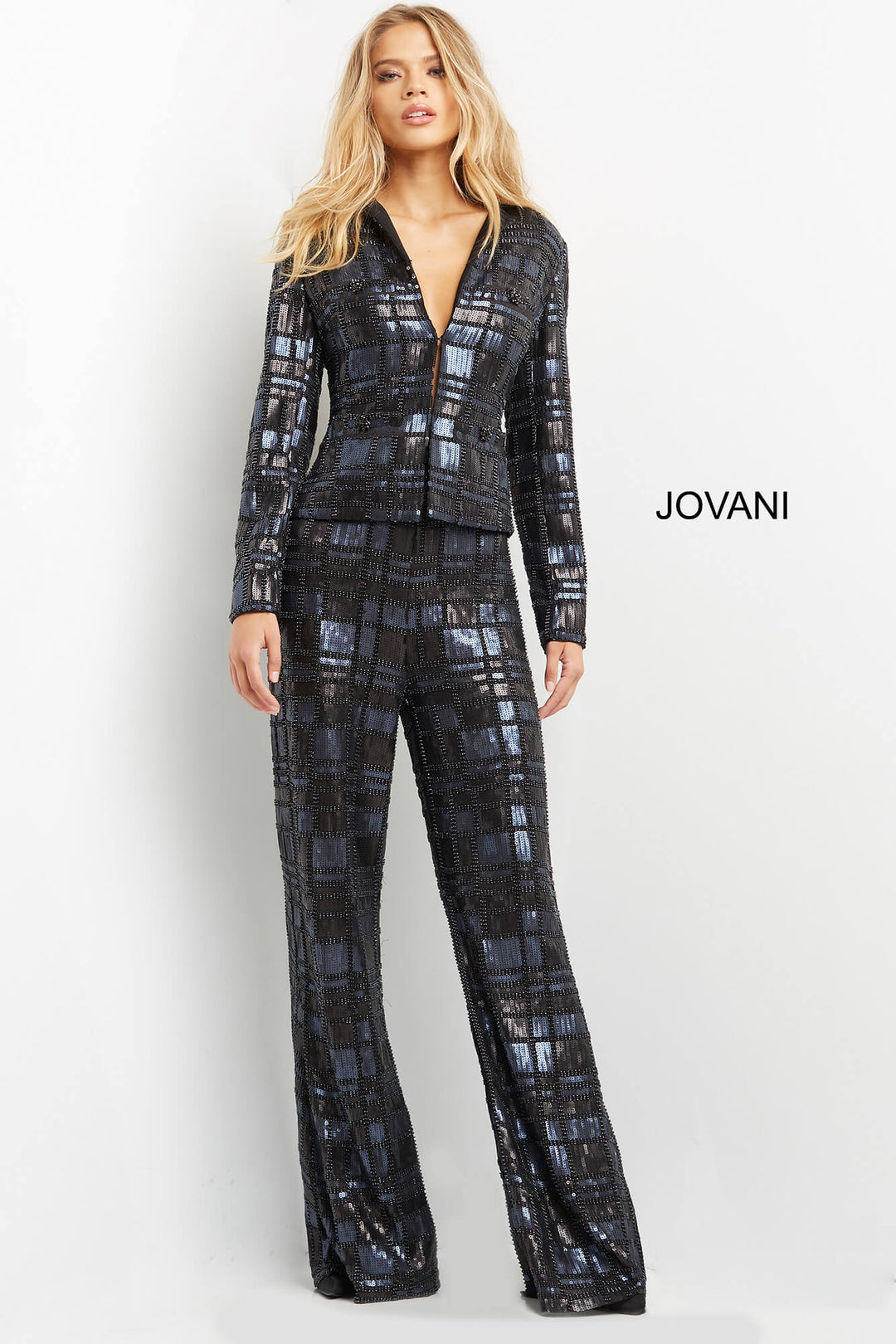 Embellished Long Sleeve Pant Suit by Jovani 07166