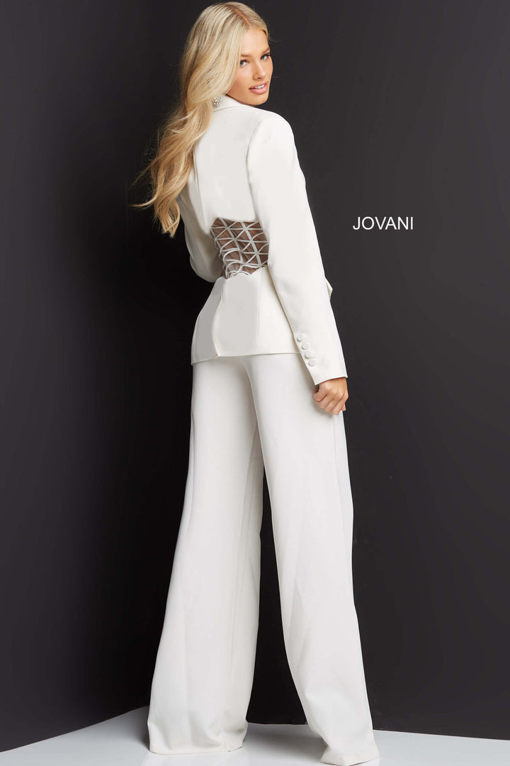 Illusion Waist Two Piece Pant Suit by Jovani 07227