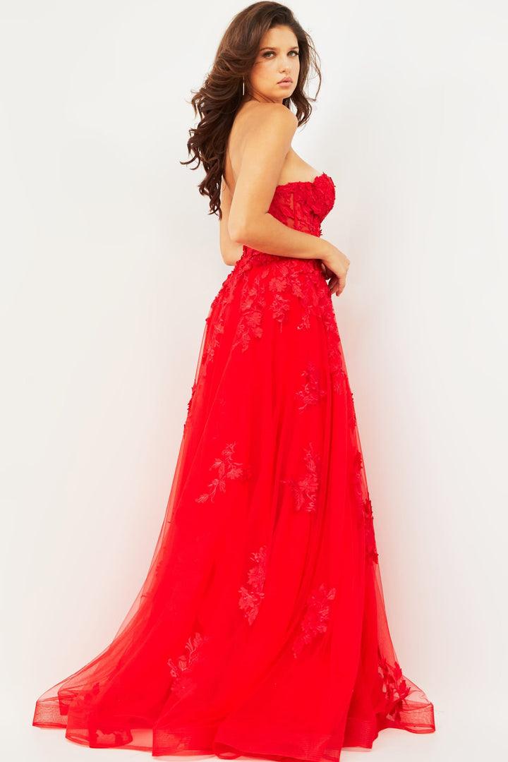 Embroidered Strapless A-line Gown by Jovani 07901