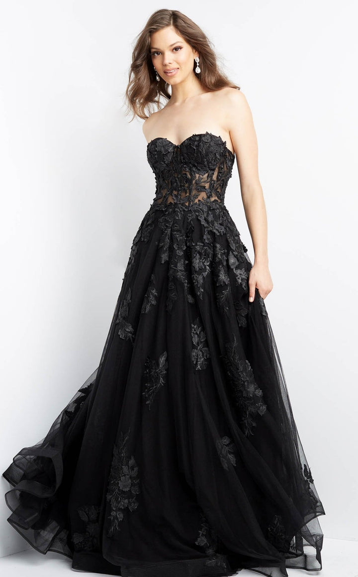 Embroidered Strapless A-line Gown by Jovani 07901