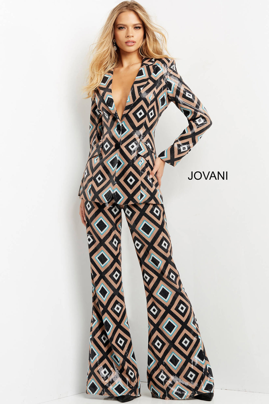 Multi Color Sequin Two Piece Suit by Jovani 07921