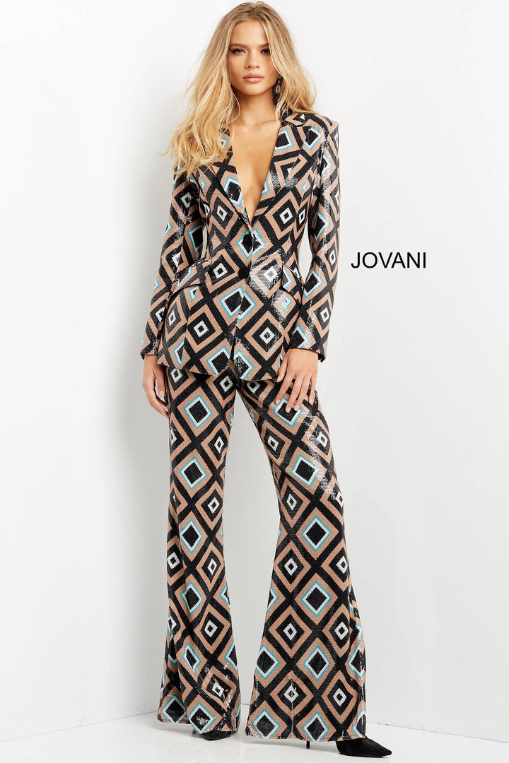 Multi Color Sequin Two Piece Suit by Jovani 07921