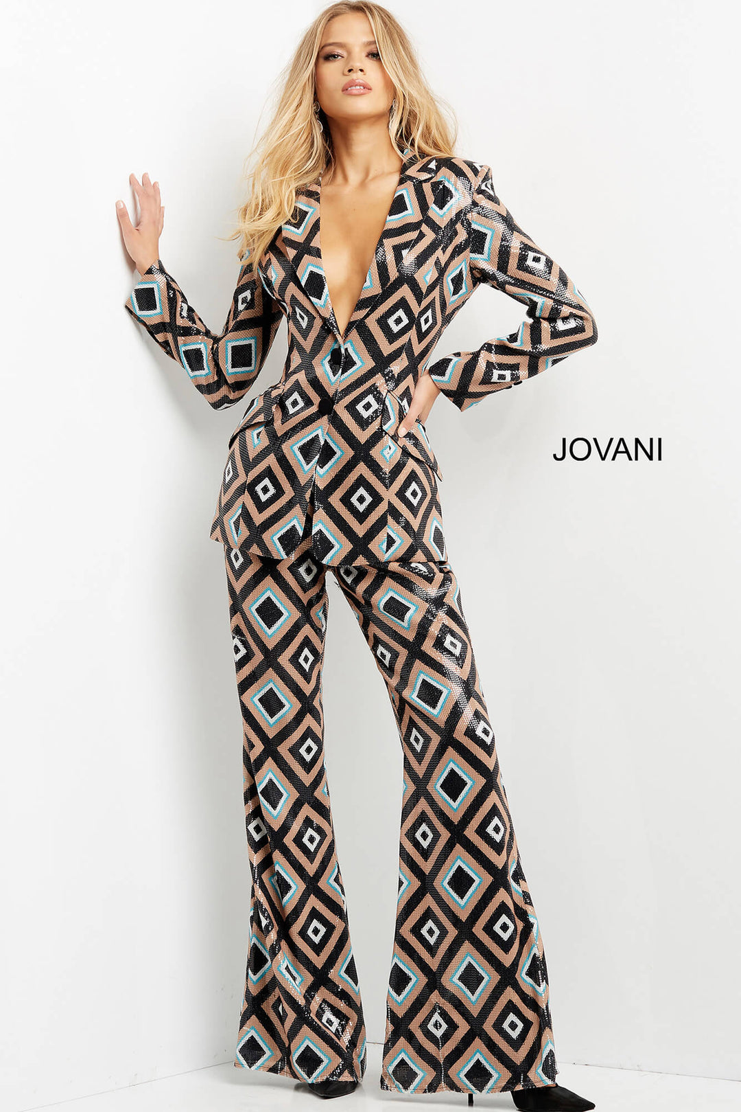 Multi Color Sequin Two Piece Suit by Jovani 07921